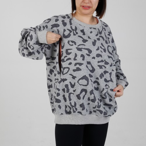 MN-N06 Custom Leopard Printting BreastFeeding Sweatshirts