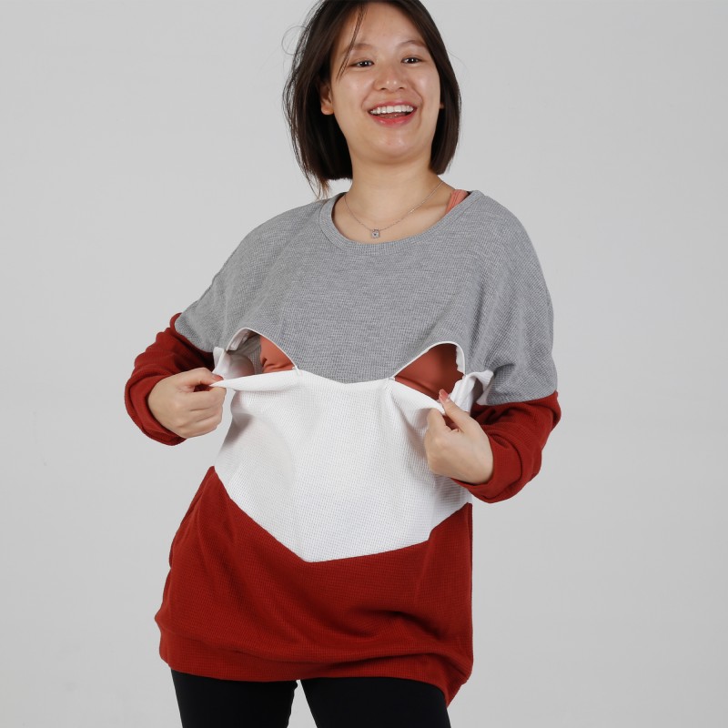 MN-N07 Custom Color Block BreastFeeding Sweatshirts 