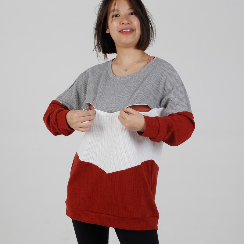 MN-N07 Custom Color Block BreastFeeding Sweatshirts 