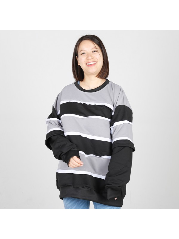 MN-N09 Stylish pregnant clothes Color Block BreastFeeding Sweatshirts With Hidden Zip For Bump