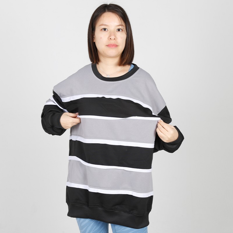 MN-N09 Stylish pregnant clothes Color Block BreastFeeding Sweatshirts With Hidden Zip For Bump 