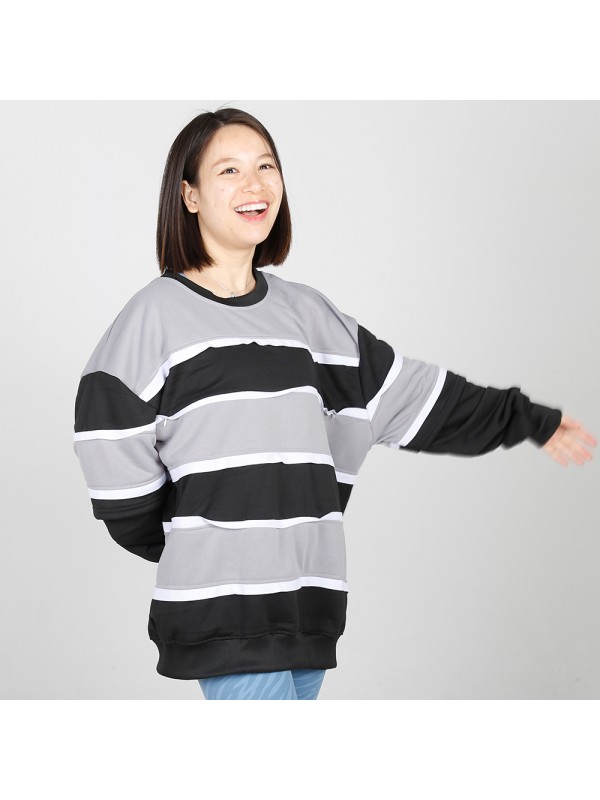MN-N09 Stylish pregnant clothes Color Block BreastFeeding Sweatshirts With Hidden Zip For Bump