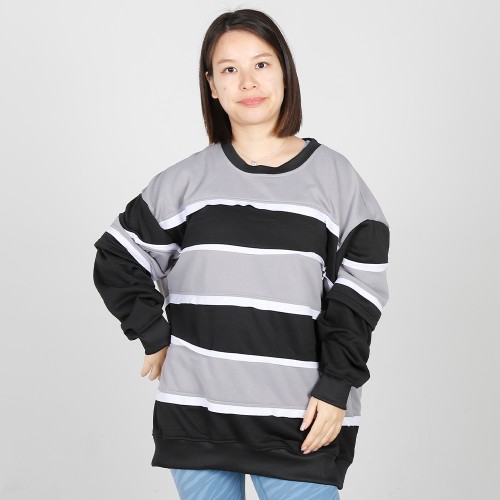 MN-N09 Stylish pregnant clothes Color Block BreastFeeding Sweatshirts With Hidden Zip For Bump