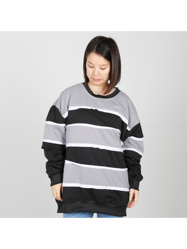 MN-N09 Stylish pregnant clothes Color Block BreastFeeding Sweatshirts With Hidden Zip For Bump
