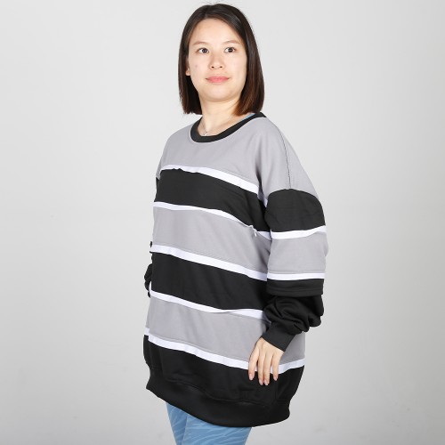 MN-N09 Stylish pregnant clothes Color Block BreastFeeding Sweatshirts With Hidden Zip For Bump