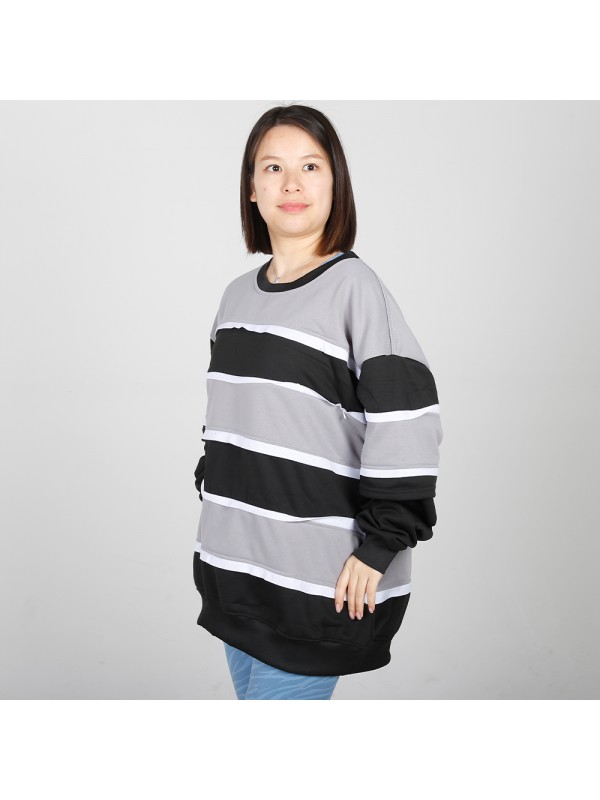 MN-N09 Stylish pregnant clothes Color Block BreastFeeding Sweatshirts With Hidden Zip For Bump