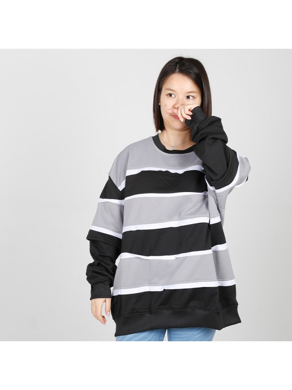 MN-N09 Stylish pregnant clothes Color Block BreastFeeding Sweatshirts With Hidden Zip For Bump
