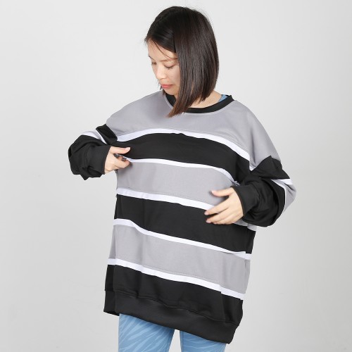 MN-N09 Stylish pregnant clothes Color Block BreastFeeding Sweatshirts With Hidden Zip For Bump