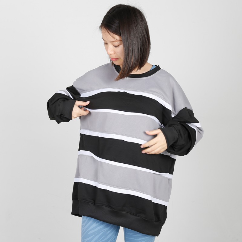 MN-N09 Stylish pregnant clothes Color Block BreastFeeding Sweatshirts With Hidden Zip For Bump 