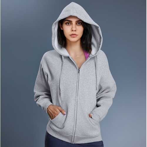 Winter New Style Fleece Lined Warm Zip Up Hooded Sweatshirt Jacket