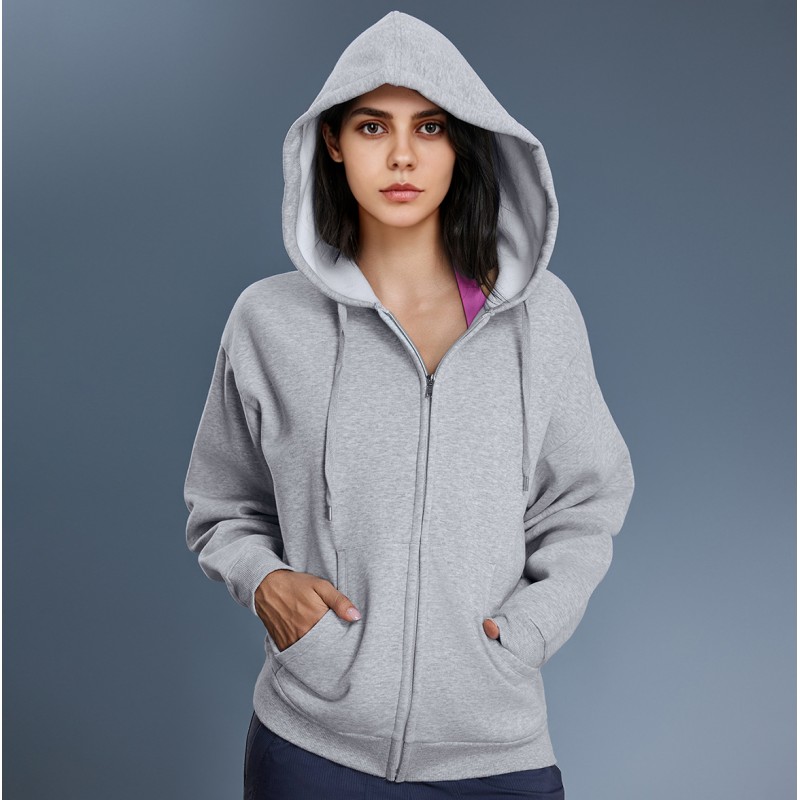 Winter New Style Fleece Lined Warm Zip Up Hooded Sweatshirt Jacket 