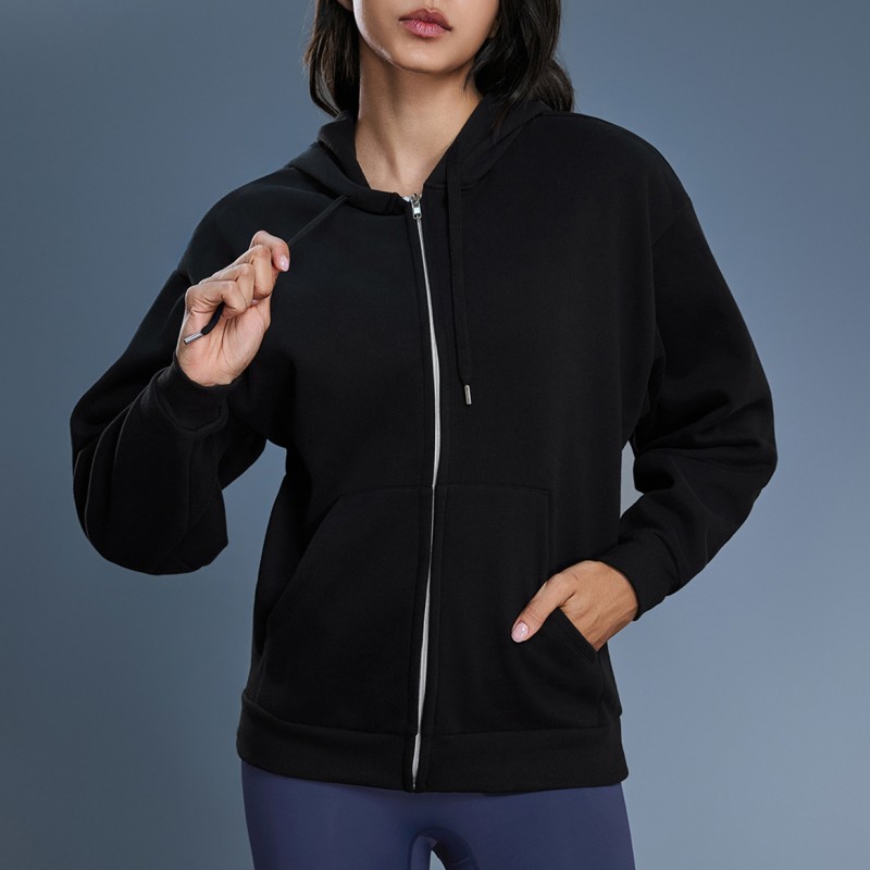 Winter New Style Fleece Lined Warm Zip Up Hooded Sweatshirt Jacket 