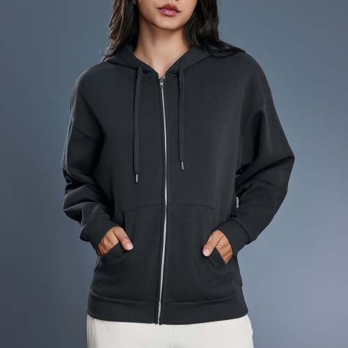 Winter New Style Fleece Lined Warm Zip Up Hooded Sweatshirt Jacket