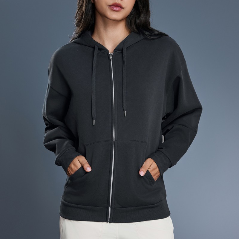Winter New Style Fleece Lined Warm Zip Up Hooded Sweatshirt Jacket 