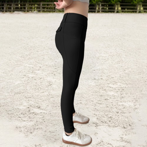 Breathable Nylon Horse Riding Clothing High Waistband Equestrian Breeches with Side Pockets 