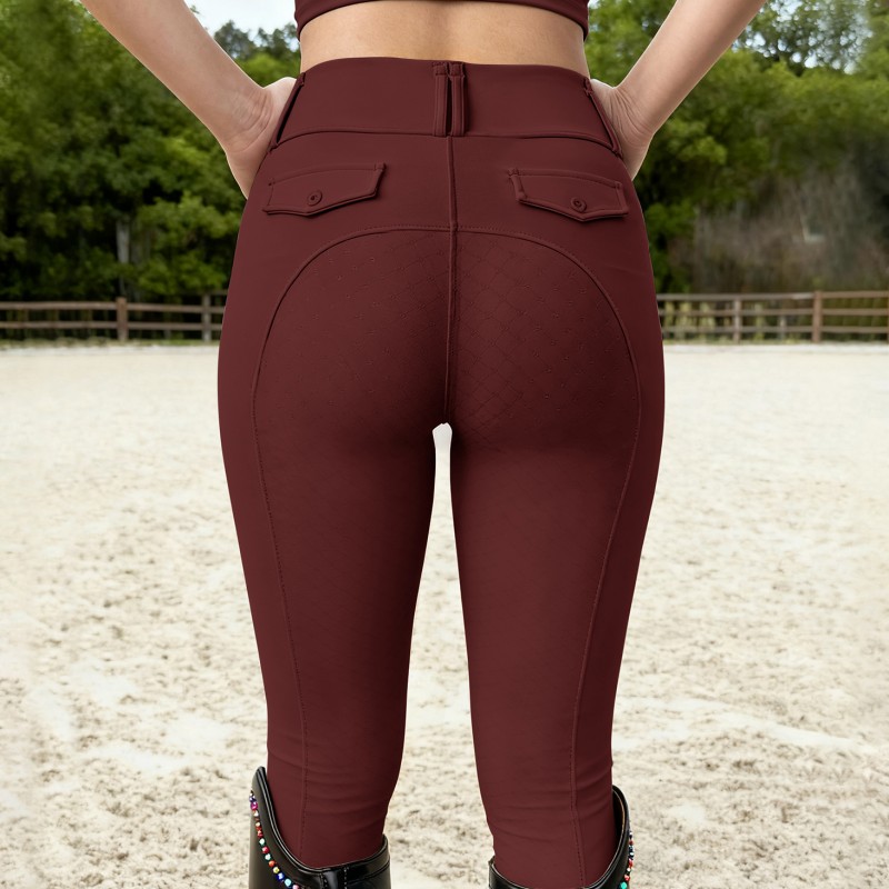 Breathable Nylon Horse Riding Clothing High Waistband Equestrian Breeches with Side Pockets 