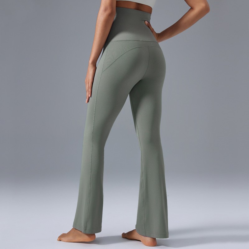 High Waisted Butt Lifting Flare Yoga Pants with Foldable Waistband 