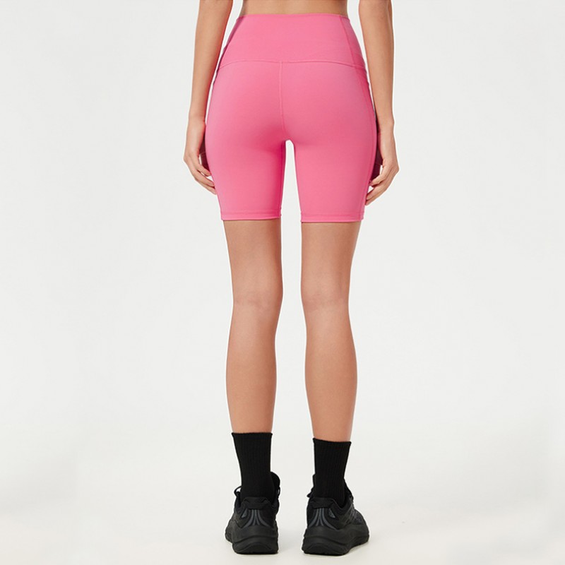 High Waisted Women's Yoga Shorts with Side Pockets and Butt Lifting Design 