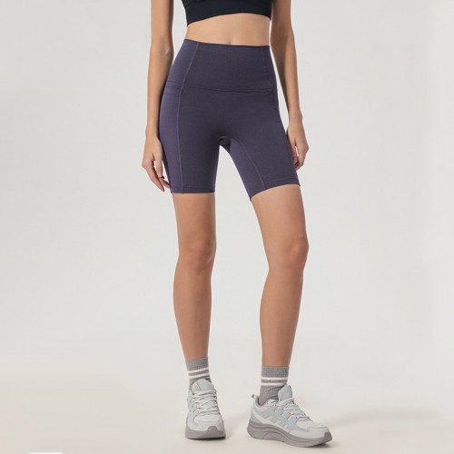 High Waisted Women's Yoga Shorts with Side Pockets and Butt Lifting Design