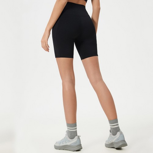 High Waisted Women's Yoga Shorts with Side Pockets and Butt Lifting Design 