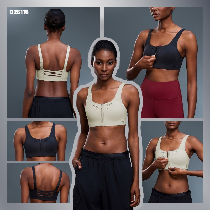Built in Cup Front Zipper Open Back Design Yoga Bra Built in Cup Front Zipper Open Back Design Yoga Bra