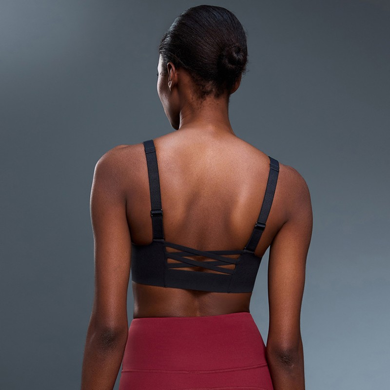 Built in Cup Front Zipper Open Back Design Yoga Bra 