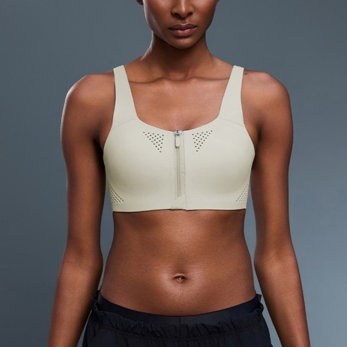 Built in Cup Front Zipper Open Back Design Yoga Bra
