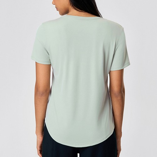 Factory Direct Sale Summer Breathable Loose Yoga Short Sleeve Top 
