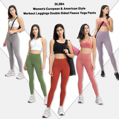 Women's European American Style Workout Leggings Double Sided Fleece Yoga Pants