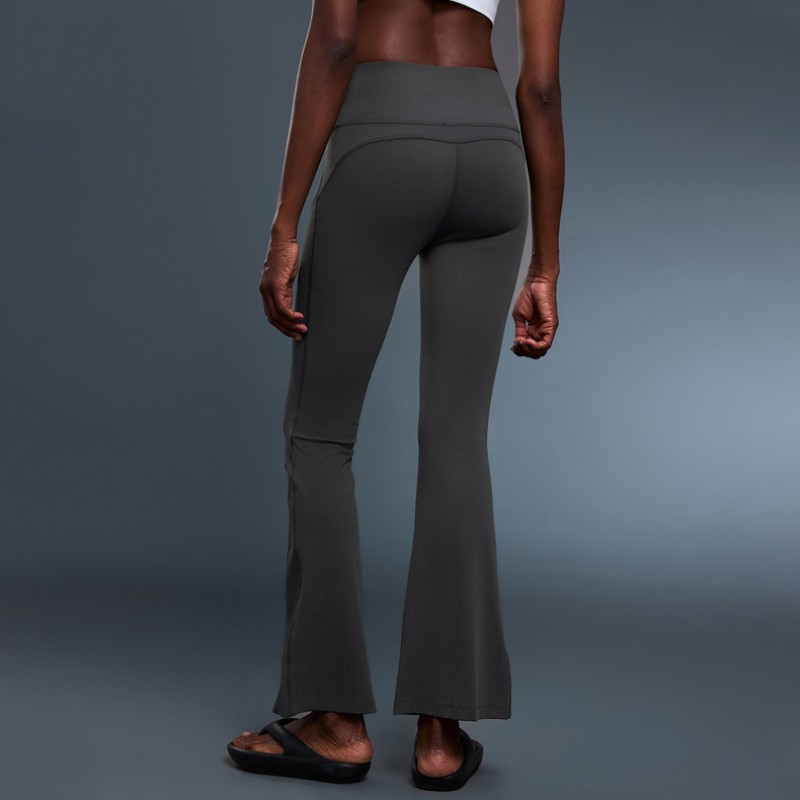 Tummy Control Bootcut Yoga Leggings with Split Cuffs 