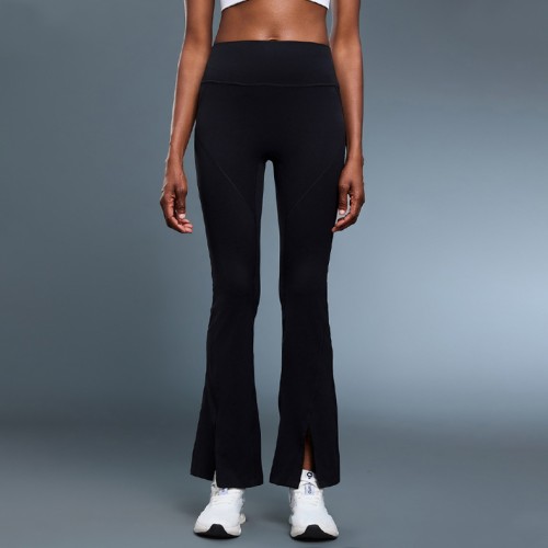 Tummy Control Bootcut Yoga Leggings with Split Cuffs