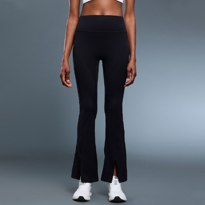 Tummy Control Bootcut Yoga Leggings with Split Cuffs 