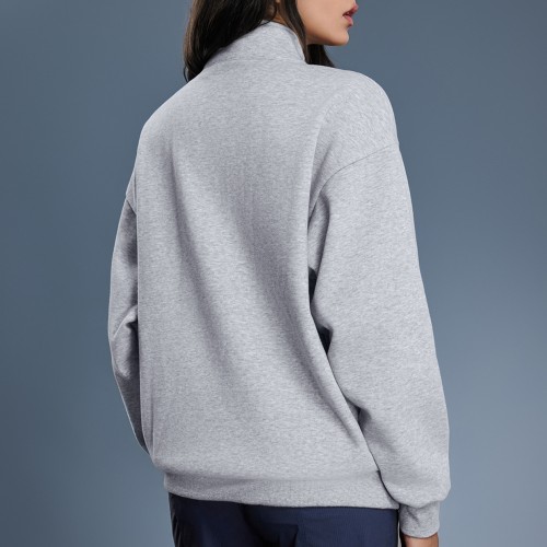Winter Women's Half Zip Fleece Lined Thickened Stand Collar Sweatshirt Warm Top
