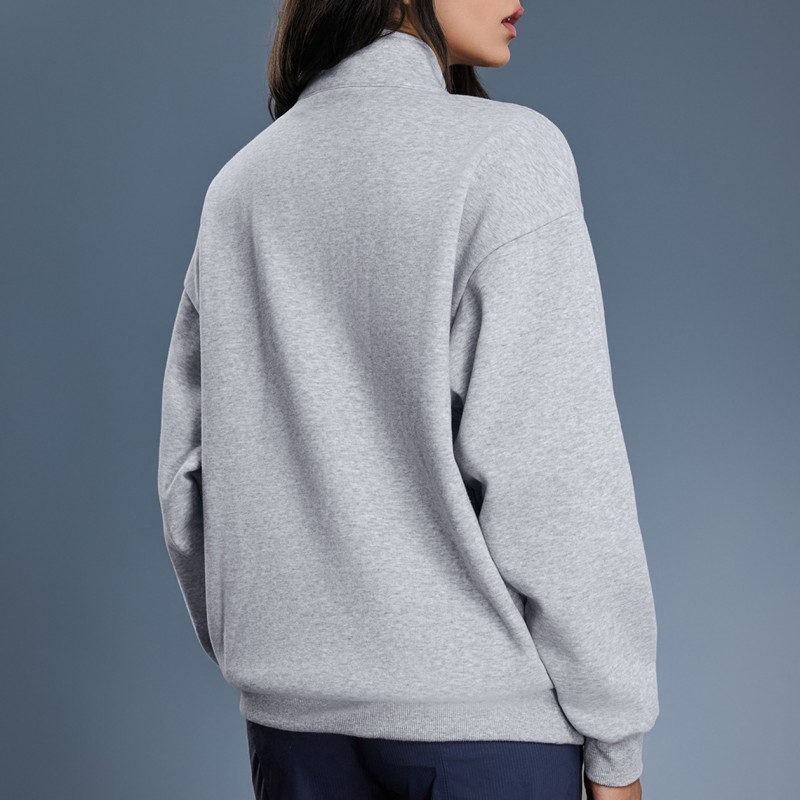Winter Women's Half Zip Fleece Lined Thickened Stand Collar Sweatshirt Warm Top 