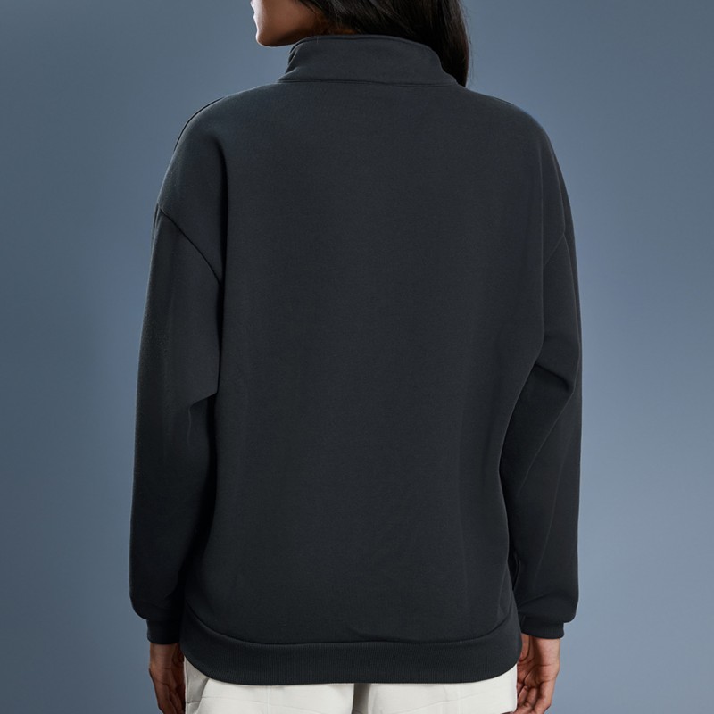 Winter Women's Half Zip Fleece Lined Thickened Stand Collar Sweatshirt Warm Top 