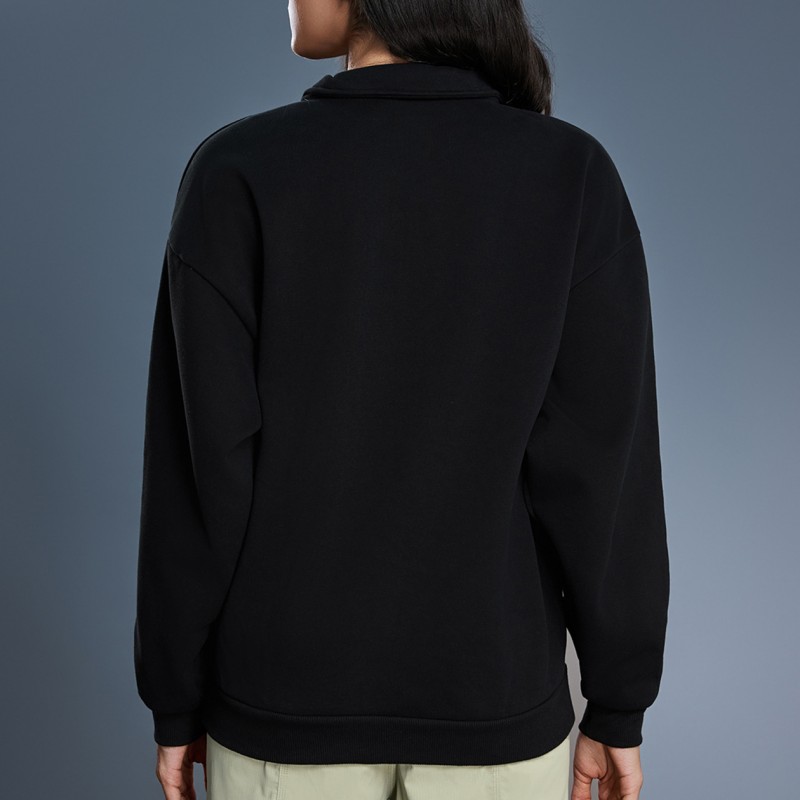 Winter Women's Half Zip Fleece Lined Thickened Stand Collar Sweatshirt Warm Top 