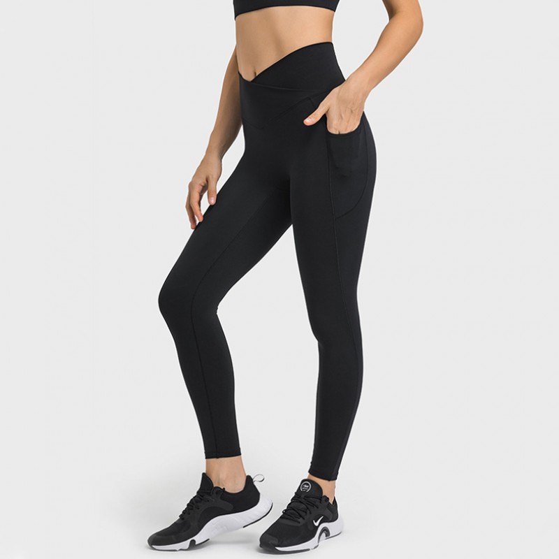 High Waisted Crossover Workout Leggings No Camel Toe Butt Lifting Yoga Pants 