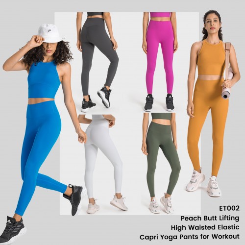 Peach Butt Lifting High Waisted Elastic Capri Yoga Pants for Workout
