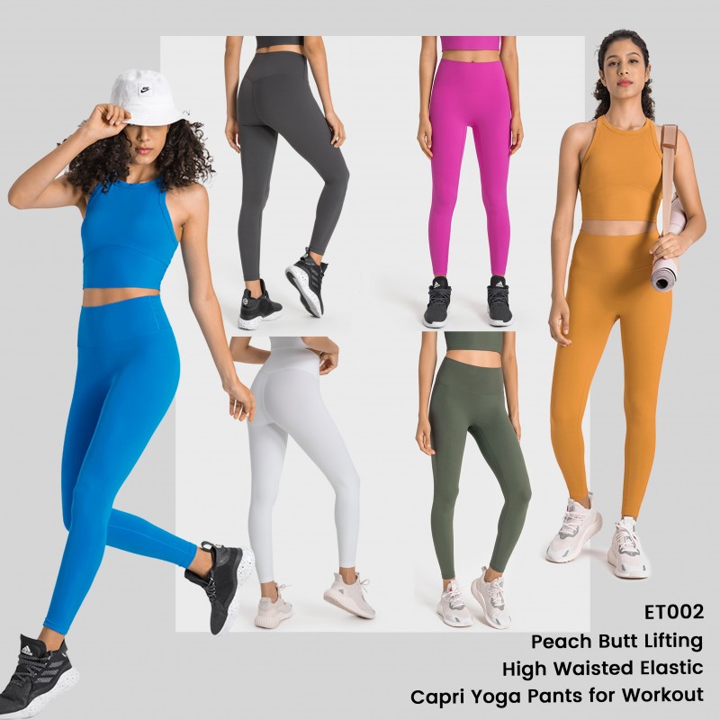 Peach Butt Lifting High Waisted Elastic Capri Yoga Pants for Workout 