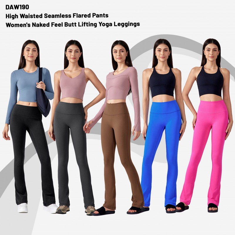 High Waisted Seamless Flared Pants Women's Naked Feel Butt Lifting Yoga Leggings 