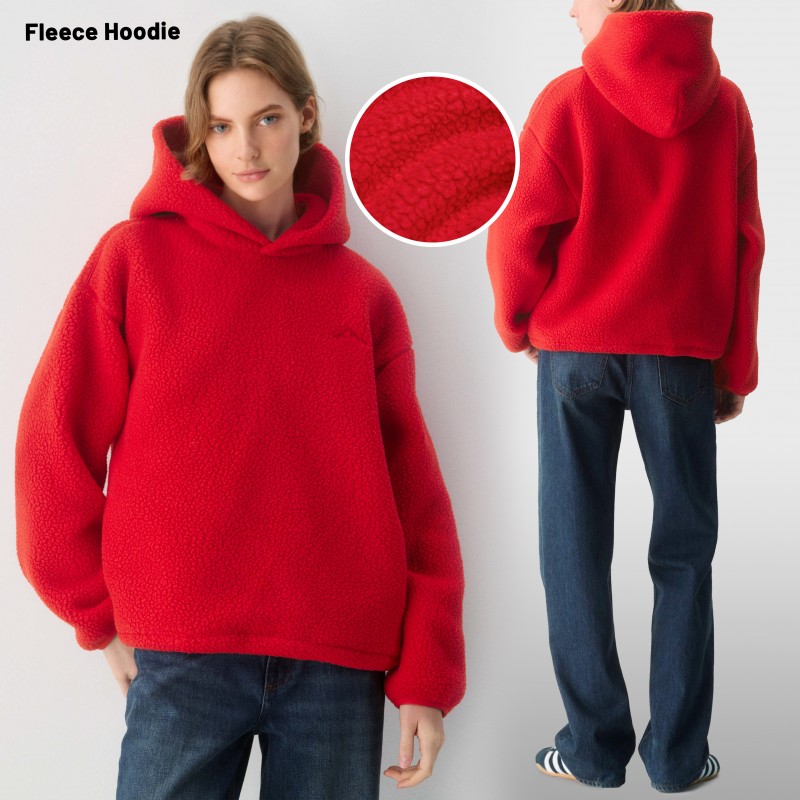 Adjustable Drawstring Hem and Relaxed Fit Embroidered Patterns Fleece Hoodie Adjustable Drawstring Hem and Relaxed Fit Embroidered Patterns Fleece Hoodie